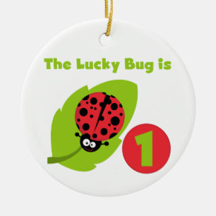 Lucky Bug 1st Birthday T-shirts and Gifts Ceramic Tree Decoration
