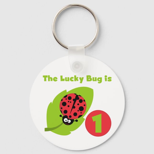 Lucky  Bug 1st Birthday T-shirts and Gifts Key Ring (Front)