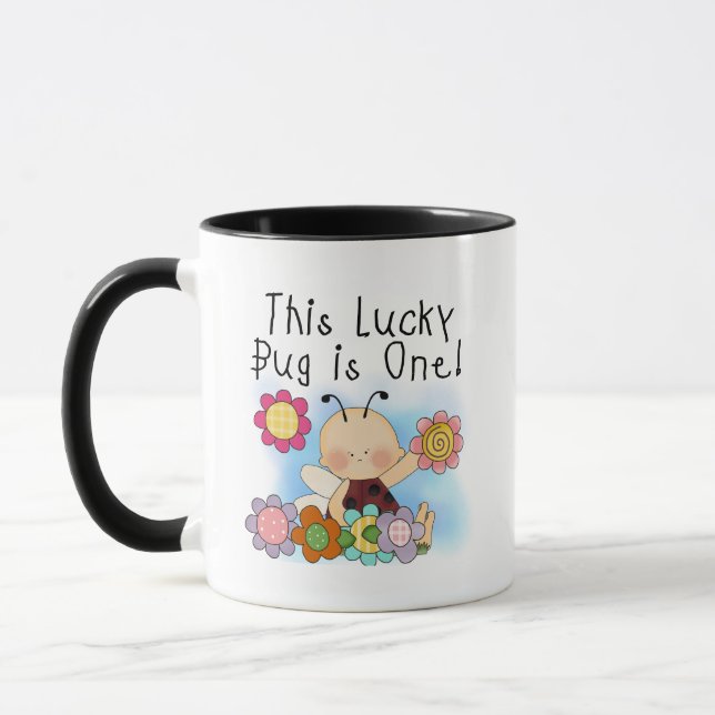 Lucky Bug 1st Birthday T-shirts and Gifts Mug (Left)