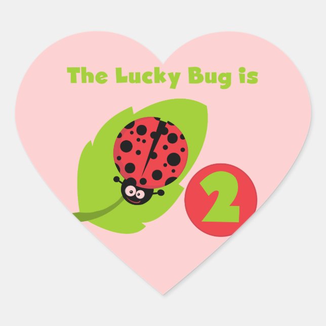 Lucky Bug 2nd Birthday T-shirts and Gifts Heart Sticker (Front)