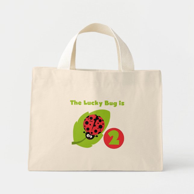 Lucky Bug 2nd Birthday T-shirts and Gifts Mini Tote Bag (Front)