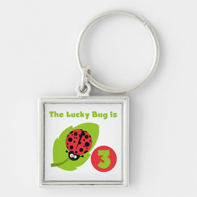 Lucky Bug 3rd Birthday T shirts and Gifts Key Ring (Front)