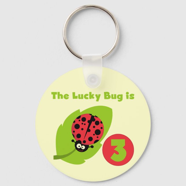Lucky Bug 3rd Birthday T shirts and Gifts Key Ring (Front)