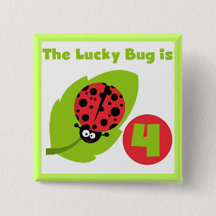 Lucky Bug 4th Birthday T-shirts and Gifts 15 Cm Square Badge