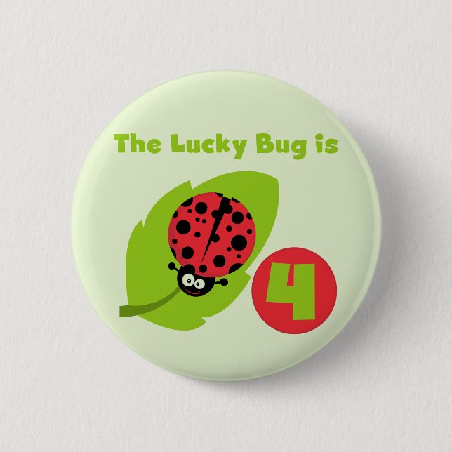 Lucky Bug 4th Birthday T-shirts and Gifts 6 Cm Round Badge (Front)
