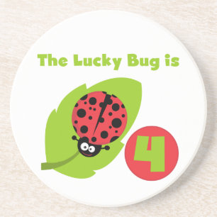 Lucky Bug 4th Birthday T-shirts and Gifts Coaster