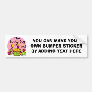 Lucky Bug Cupcake 2nd Birthday T-shirts and Gifts Bumper Sticker
