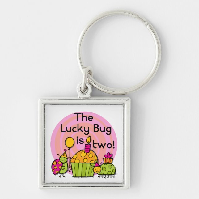 Lucky Bug Cupcake 2nd Birthday T-shirts and Gifts Key Ring (Front)