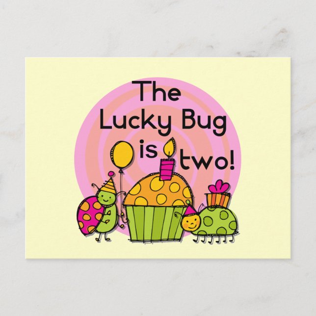 Lucky Bug Cupcake 2nd Birthday T-shirts and Gifts Postcard (Front)