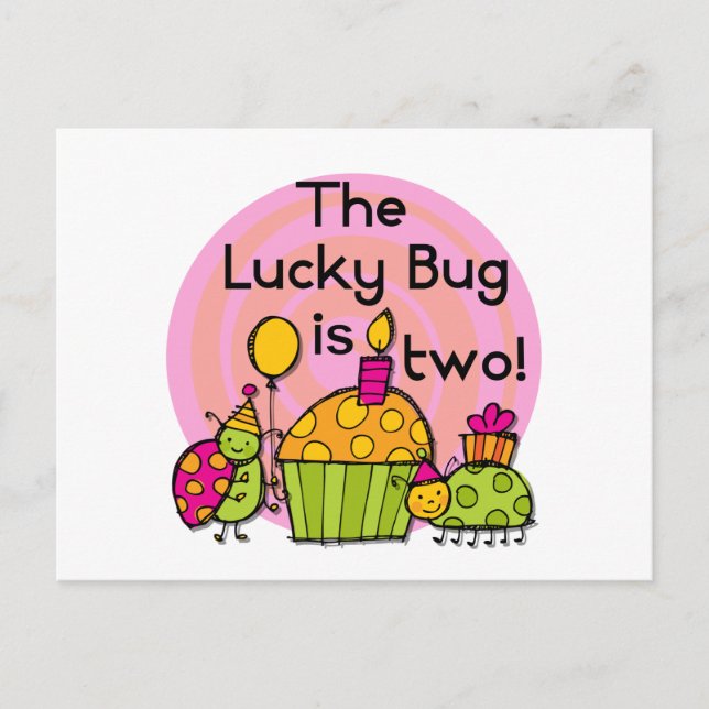 Lucky Bug Cupcake 2nd Birthday T-shirts and Gifts Postcard (Front)