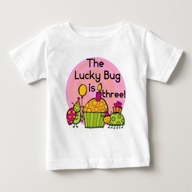 Lucky Bug Cupcake 3rd Birthday Tshirts and Gifts (Front)