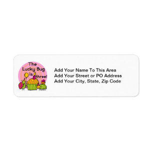 Lucky Bug Cupcake 3rd Birthday Tshirts and Gifts Return Address Label