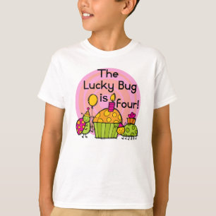 Lucky Bug Cupcake 4th Birthday T-shirts and Gifts