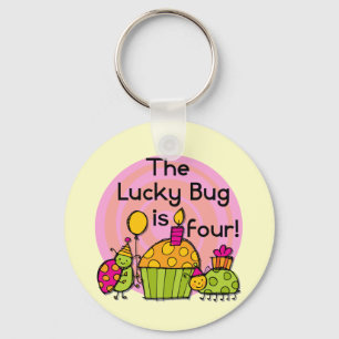 Lucky Bug Cupcake 4th Birthday T-shirts and Gifts Key Ring