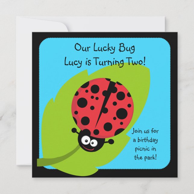 Lucky Bug Customised Birthday Invites (Front)