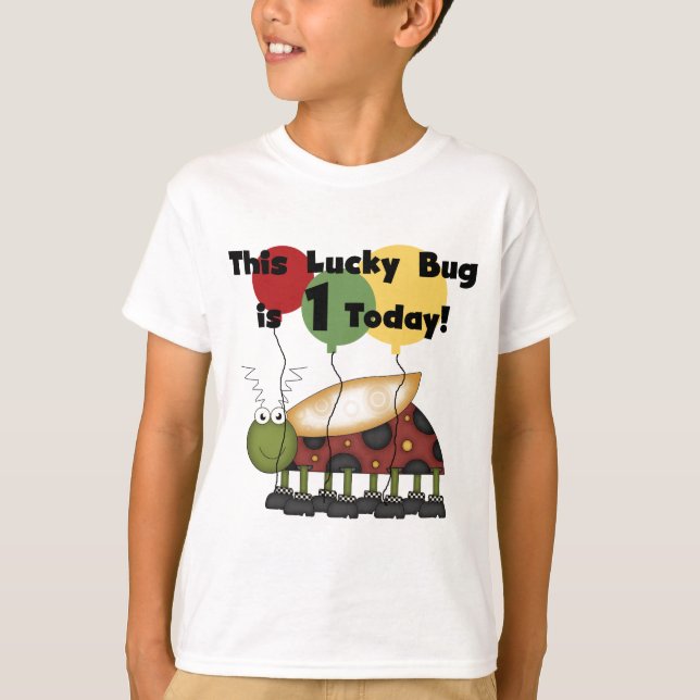 Lucky Bug is One Birthday Tshirts and Gifts (Front)
