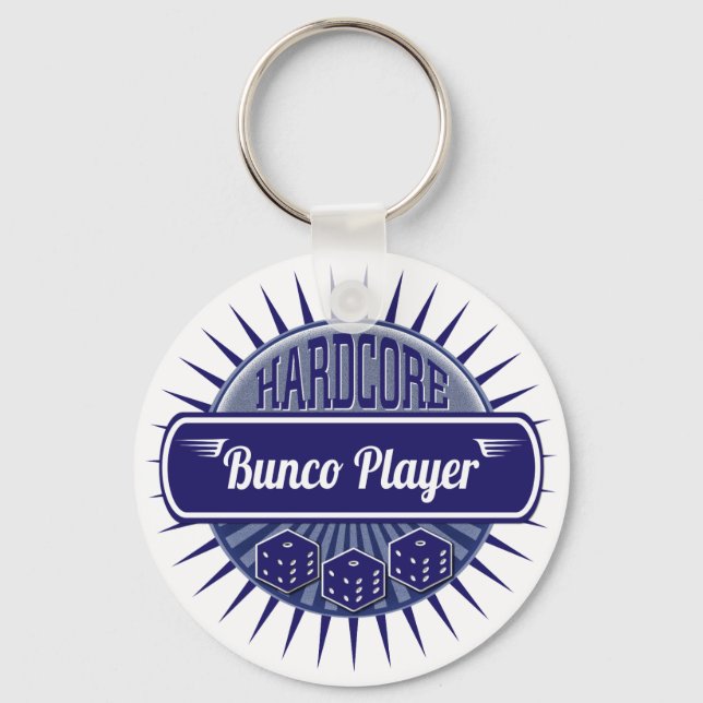 Lucky Bunco Dice Blue Vintage Retro Party Game Key Ring (Front)