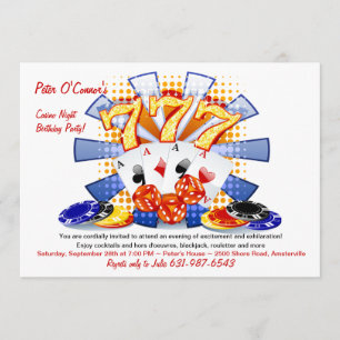 Lucky Casino Night Birthday Invitation