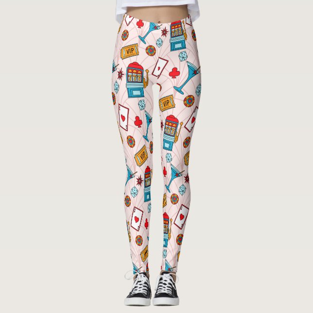 Lucky Casino Night Pattern Leggings (Front)