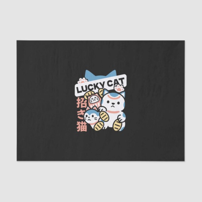 Lucky Cat Art – Maneki Neko with Gold Coin Tissue Paper (Front)