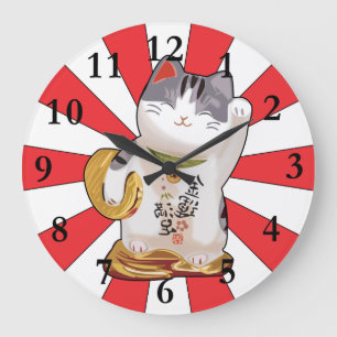 Lucky Cat B Large Clock