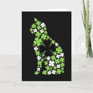 Lucky Cat Clover Graphic Art Card