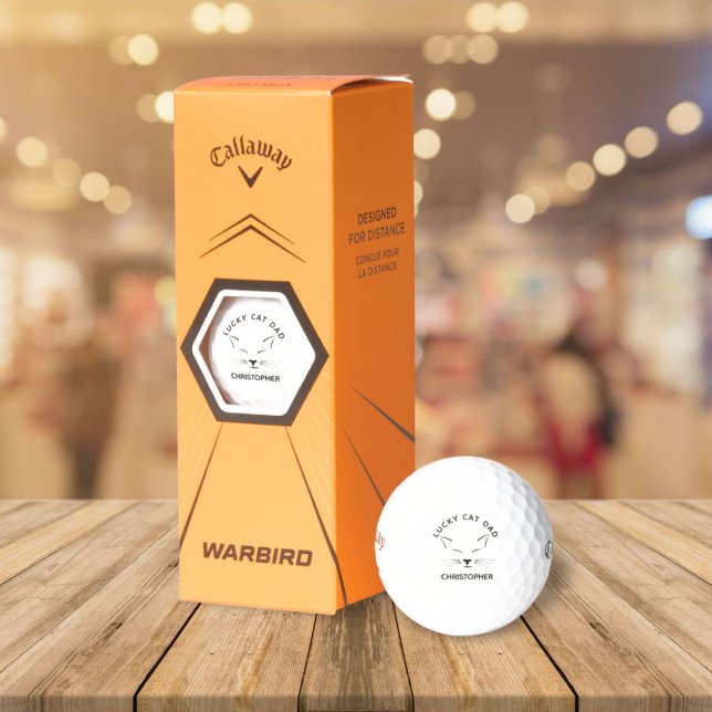 Lucky Cat Dad Personalised Golf Balls (Add the name of your lucky cat dad!)
