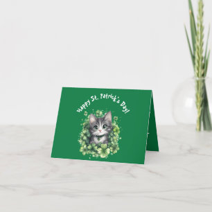 Lucky Cat Face St. Patrick’s Day For Cat Lovers Holiday Card