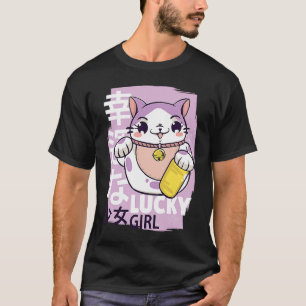Lucky Cat Girl Japanese Lucky Cat Girl T-Shirt