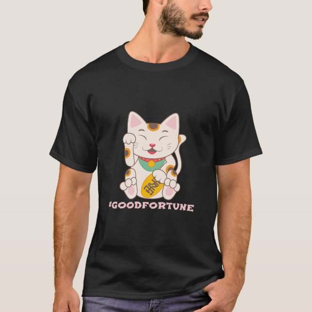 Lucky Cat Good Fortune Maneki Neko T-Shirt (Front)