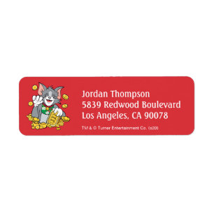 Lucky Cat Jerry With Gold Sycees Return Address Label