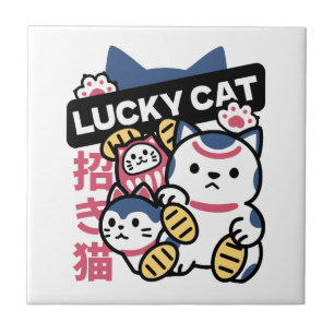 Lucky Cat Maneki Neko – Japanese Fortune Cat  Ceramic Tile