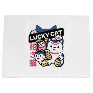 Lucky Cat Maneki Neko – Japanese Fortune Cat  Large Gift Bag