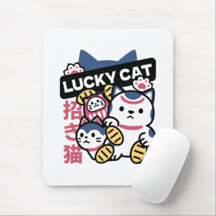 Lucky Cat Maneki Neko – Japanese Fortune Cat  Mouse Pad