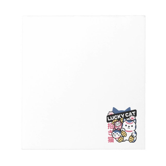 Lucky Cat Maneki Neko – Japanese Fortune Cat  Notepad (Front)