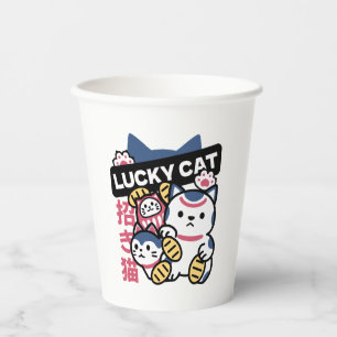 Lucky Cat Maneki Neko – Japanese Fortune Cat  Paper Cups