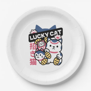 Lucky Cat Maneki Neko – Japanese Fortune Cat  Paper Plate