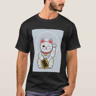 Lucky Cat Maneki Neko Japanese Fortune Waving Char T-Shirt