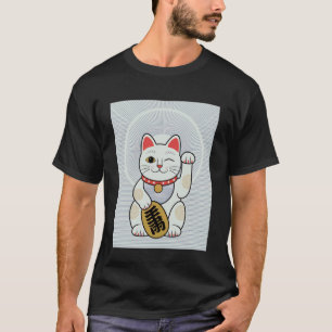 Lucky Cat Maneki Neko Japanese Fortune Waving Char T-Shirt