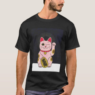 Lucky Cat Maneki Neko Japanese Fortune Waving Char T-Shirt