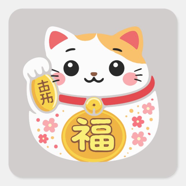 Lucky cat Maneki Neko stickers (Front)