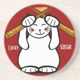 Lucky Cat- Maneki Neko - sushi.. Coasters