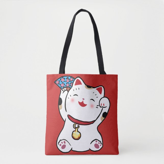 Lucky Cat Maneki Neko Tote Bag (Front)