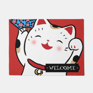 Lucky cat maneki neko welcome mat