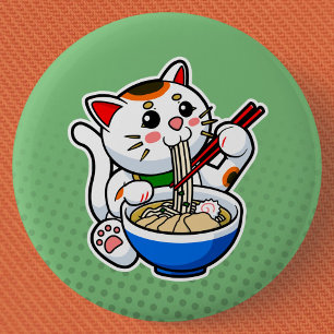 Lucky Cat Ramen 6 Cm Round Badge