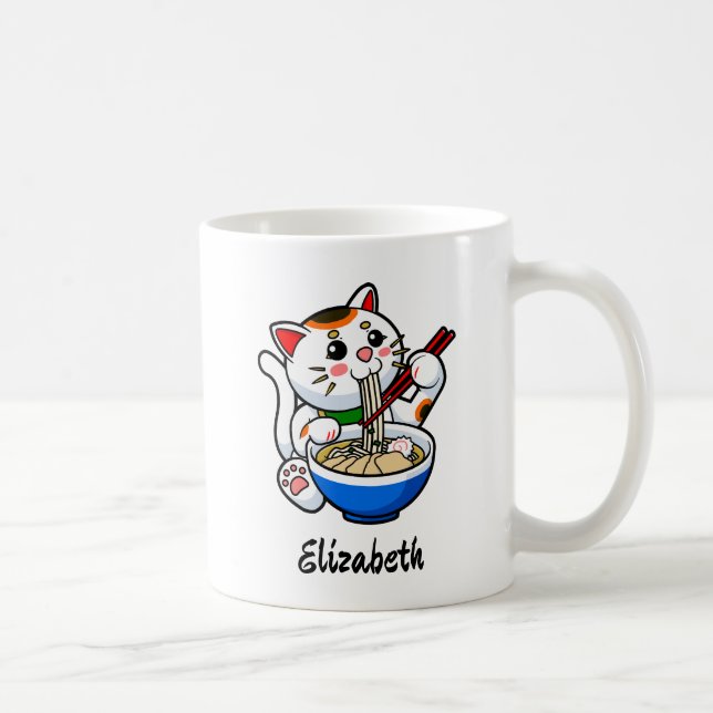 Lucky Cat Ramen- Personalised Coffee Mug (Right)