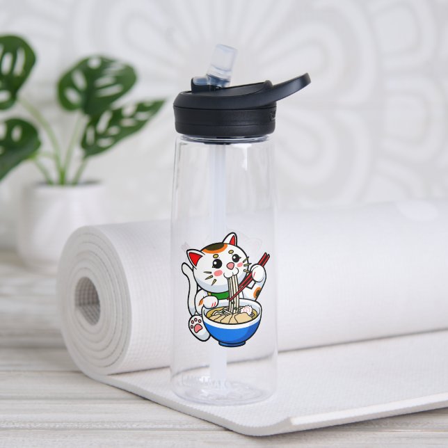 Lucky Cat Ramen Water Bottle (Yoga (Rotated))