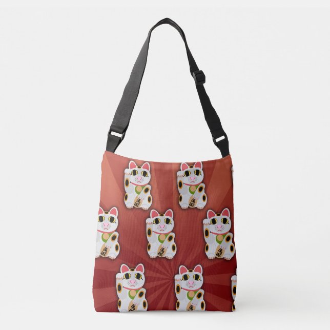 Lucky Cat Super Fortune Cute Cartoon Design Crossbody Bag (Front)