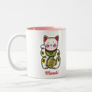 Lucky Cat Two-Tone Coffee Mug