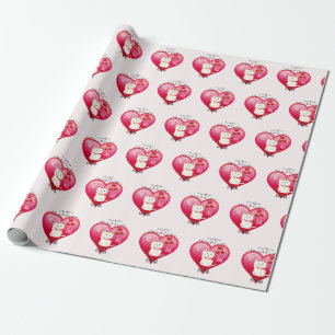 Lucky Cat with Love Wrapping Paper
